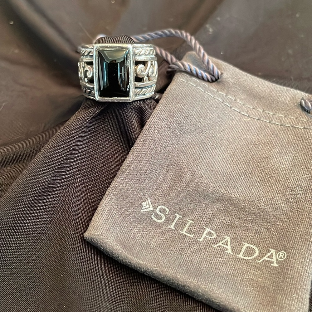 VINTAGE Silpada Sterling Silver Chalcedony Filigree Ring Sz 6.5 R1096